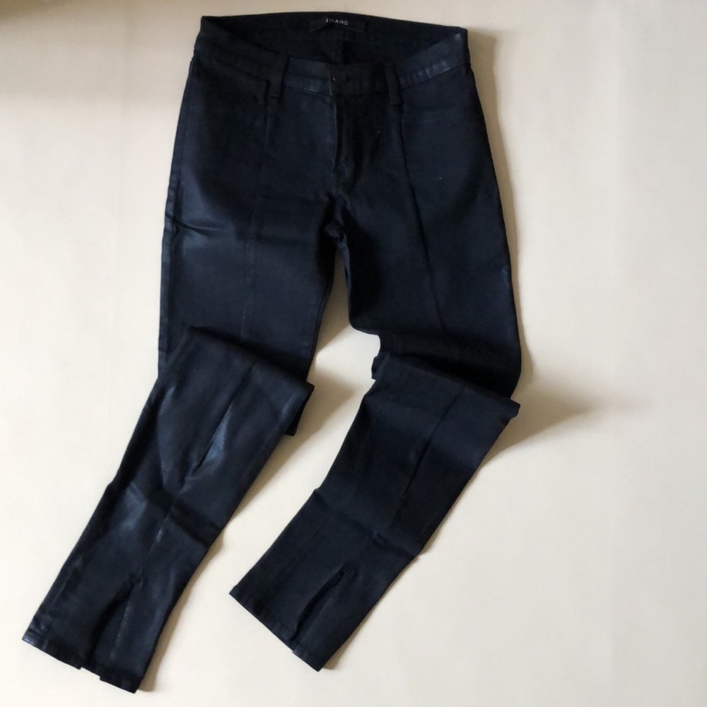 J Brand Wax Coated Jeans Front Hem Split Ankle Stretch Jeans Sz‎ 27